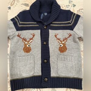 Janie & Jack 18-24 Deer Sweater Shawl Neck Cardigan